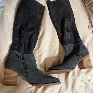Blondo Black and Gray Heeled Boots